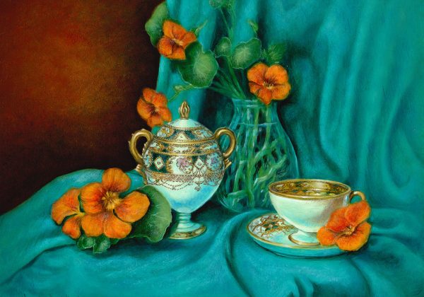Sandra Greaney Turquoise with Nasturtiums